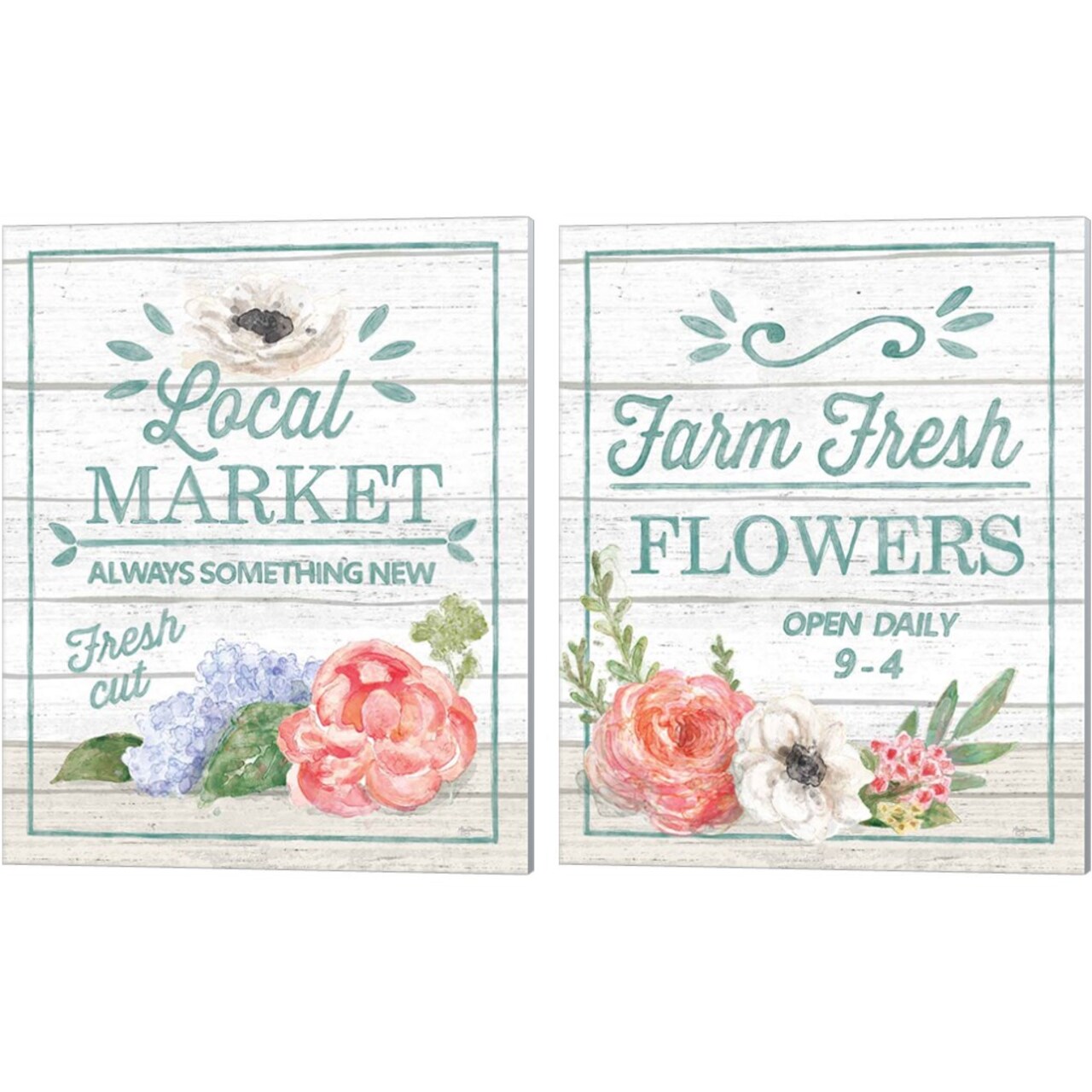 Pastel Flower Market A by Mary Urban 12" x 15" Canvas Wall Art (Set of 2)